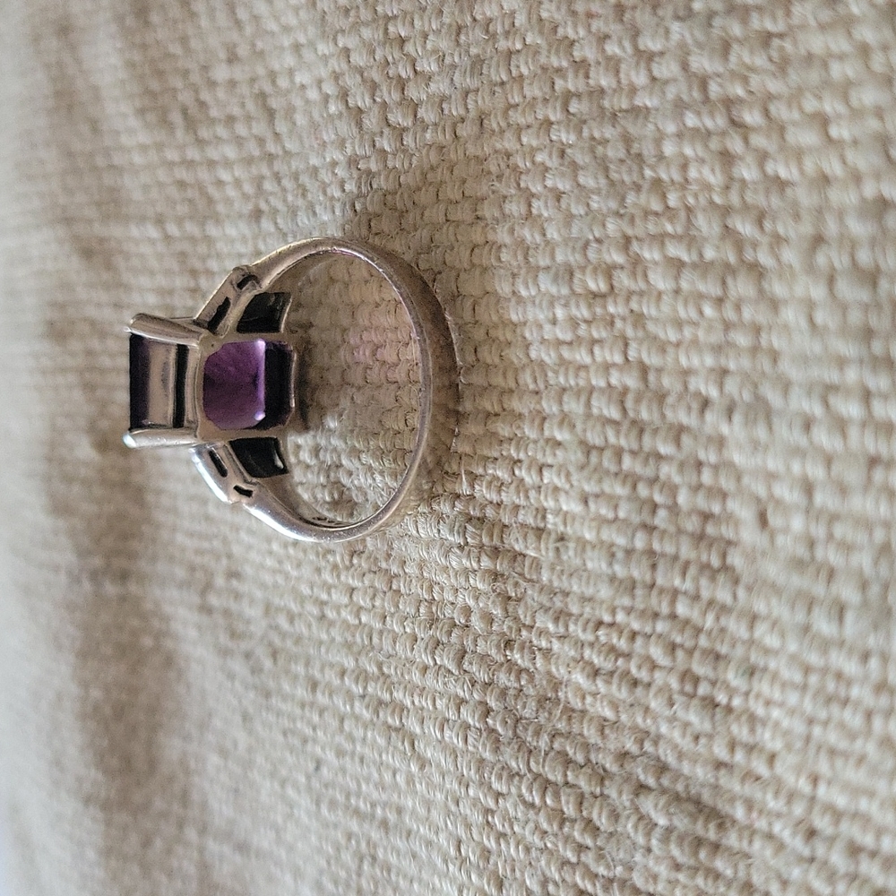Amethyst Marcasite Sterling Ring - Picture 5 of 13